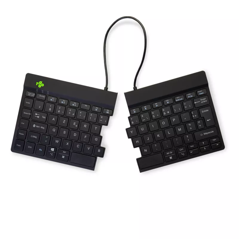 R-Go Tools Ergonominė klaviatūra R-Go Split Break su pertraukų programine įranga, ergonominė atskirta klaviatūra, AZERTY (FR), Bluetooth, juoda