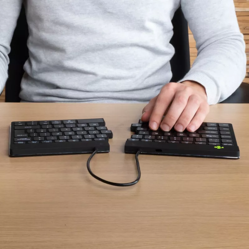R-Go Tools Ergonominė klaviatūra R-Go Split Break su pertraukų programine įranga, ergonominė atskirta klaviatūra, AZERTY (FR), Bluetooth, juoda
