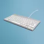 R-Go Tools Ergonominė klaviatūra R-Go Compact Break, kompaktinė klaviatūra su pertraukų programine įranga, AZERTY (BE), laidinė, balta