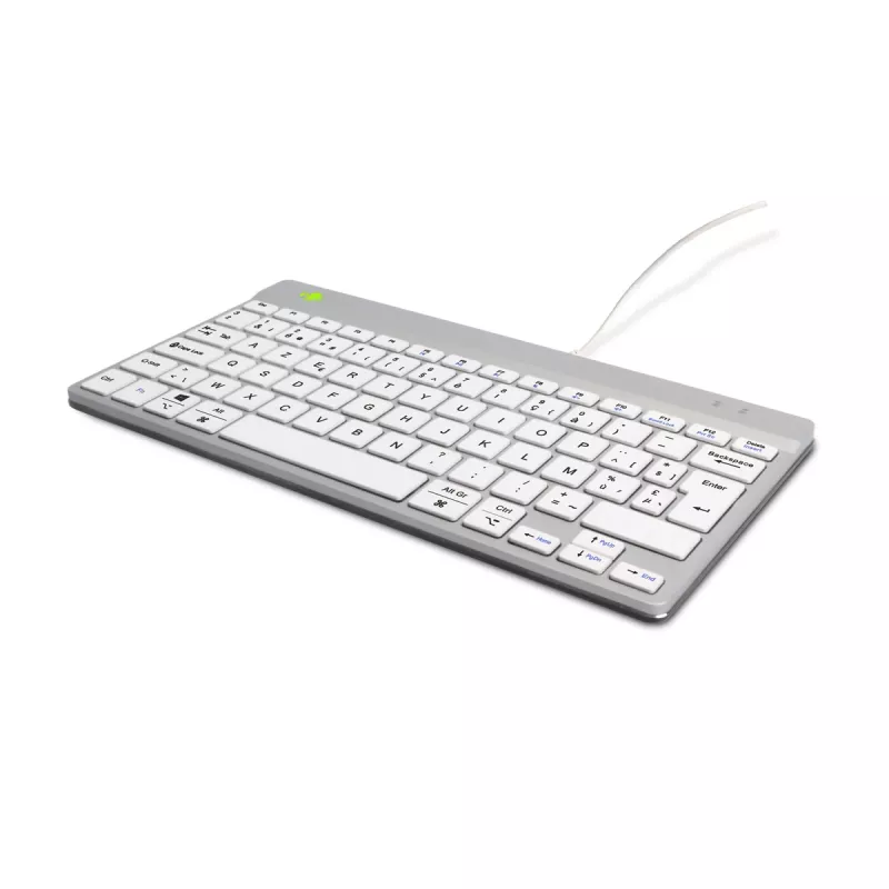 R-Go Tools Ergonominė klaviatūra R-Go Compact Break, kompaktinė klaviatūra su pertraukų programine įranga, AZERTY (BE), laidinė, balta