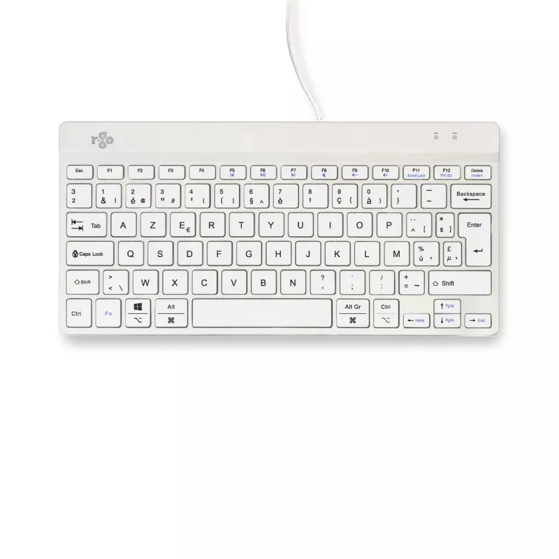 R-Go Tools Ergonominė klaviatūra R-Go Compact Break, kompaktinė klaviatūra su pertraukų programine įranga, AZERTY (BE), laidinė, balta
