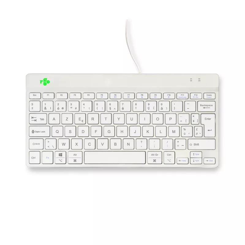 R-Go Tools Ergonominė klaviatūra R-Go Compact Break, kompaktinė klaviatūra su pertraukų programine įranga, AZERTY (BE), laidinė, balta