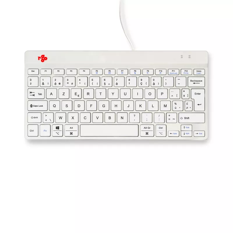 R-Go Tools Ergonominė klaviatūra R-Go Compact Break, kompaktinė klaviatūra su pertraukų programine įranga, AZERTY (BE), laidinė, balta