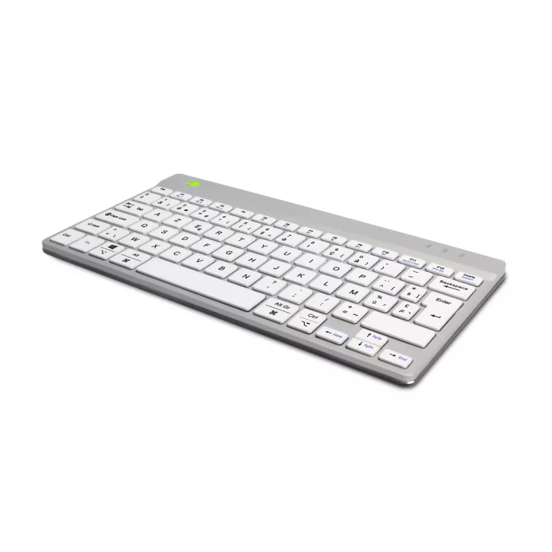 R-Go Tools ergonominė klaviatūra R-Go Compact Break, kompaktiška klaviatūra su pertraukų programine įranga, AZERTY (BE), Bluetooth, balta
