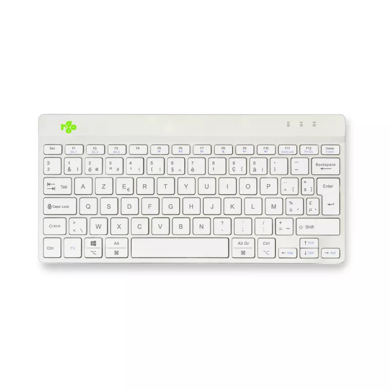 R-Go Tools ergonominė klaviatūra R-Go Compact Break, kompaktiška klaviatūra su pertraukų programine įranga, AZERTY (BE), Bluetooth, balta