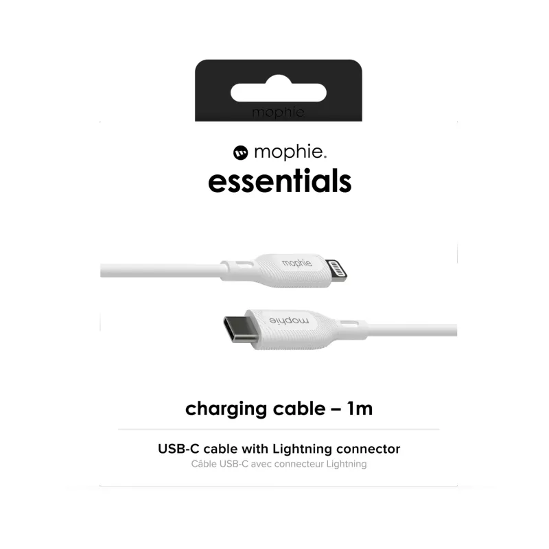 mophie essentials Lightning į USB-C | įkrovimo laidas (1 m) Balta