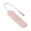 USB-C į 4 prievadų USB-A Gen 2 koncentratorius j5create — 10 Gbps, USB 3.2, rožinis, ABS perdirbtas plastikas, 100×27×19 mm
