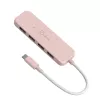 USB-C į 4 prievadų USB-A Gen 2 koncentratorius j5create — 10 Gbps, USB 3.2, rožinis, ABS perdirbtas plastikas, 100×27×19 mm