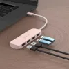 USB-C į 4 prievadų USB-A Gen 2 koncentratorius j5create — 10 Gbps, USB 3.2, rožinis, ABS perdirbtas plastikas, 100×27×19 mm