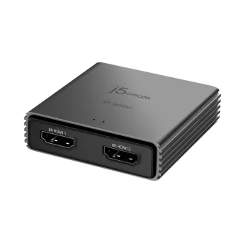 j5create JDSH812 8K HDMI™ 2.1 2 krypčių skirstytuvas, HDMI, 2x HDMI, 7680 x 4320 pikselių, Pilka, Aliuminis, 8K Ultra HD