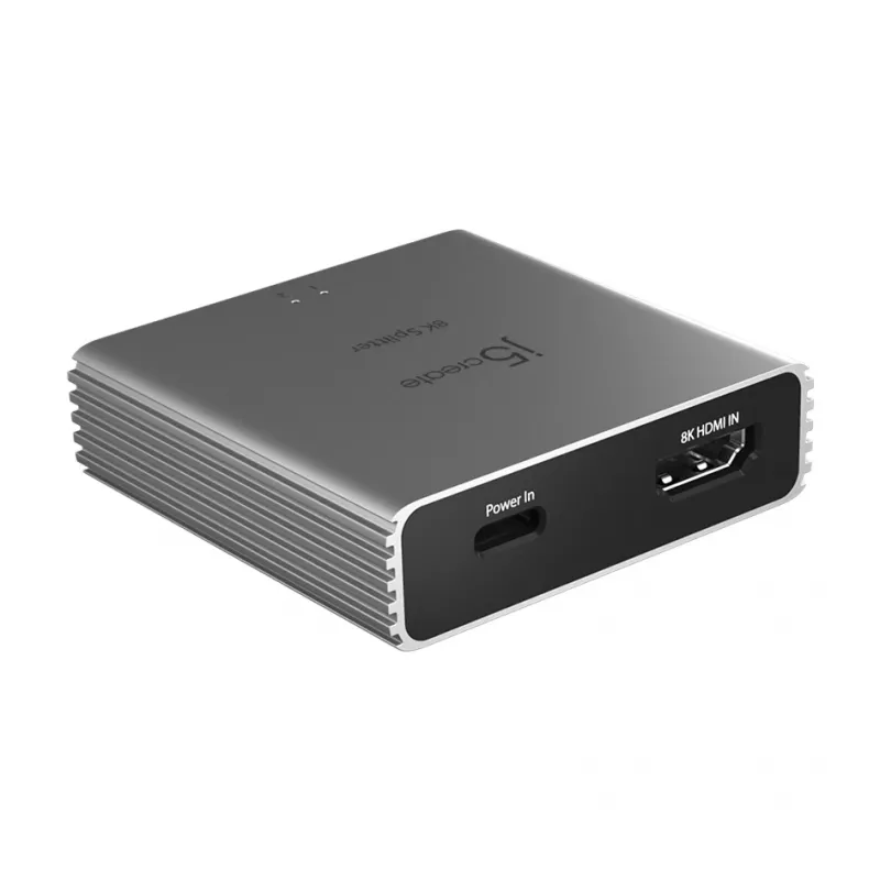 j5create JDSH812 8K HDMI™ 2.1 2 krypčių skirstytuvas, HDMI, 2x HDMI, 7680 x 4320 pikselių, Pilka, Aliuminis, 8K Ultra HD