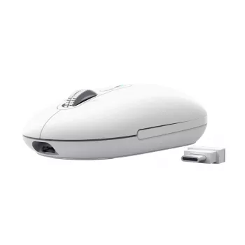 Belaidis biuro pelė TRUST Seron plonas Multi – abiem rankoms tinkama, RF + Bluetooth, optinė 3200 DPI, 7 mygtukai, balta