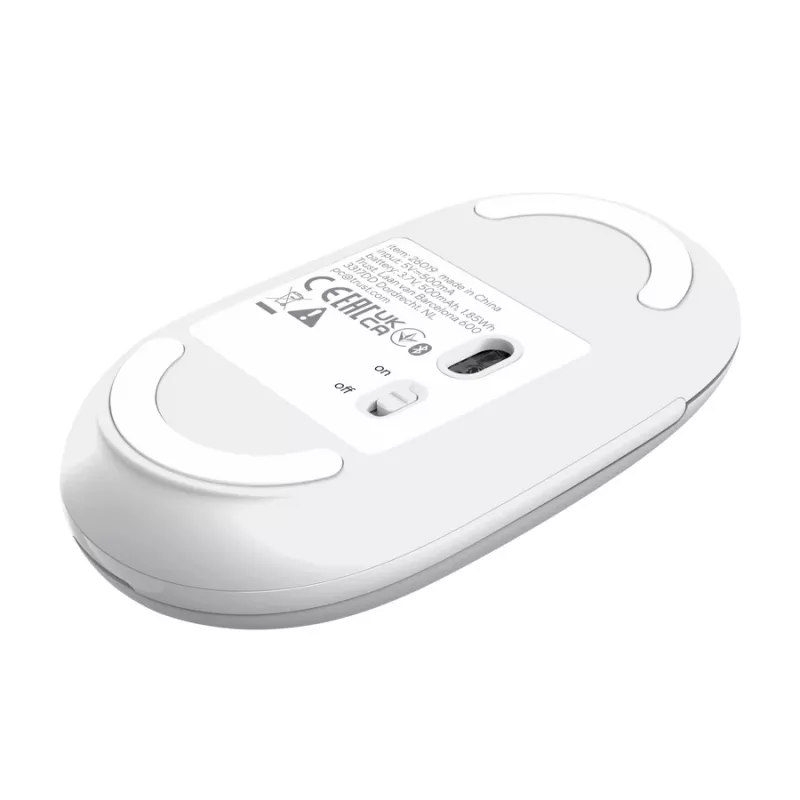 Belaidis biuro pelė TRUST Seron plonas Multi – abiem rankoms tinkama, RF + Bluetooth, optinė 3200 DPI, 7 mygtukai, balta