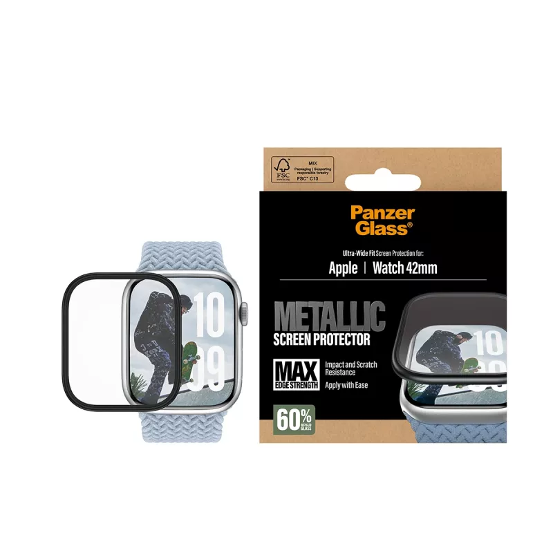 Ekrano apsauga PanzerGlass Juoda Metal Frame, skirta Apple Watch (modelis PG38147)