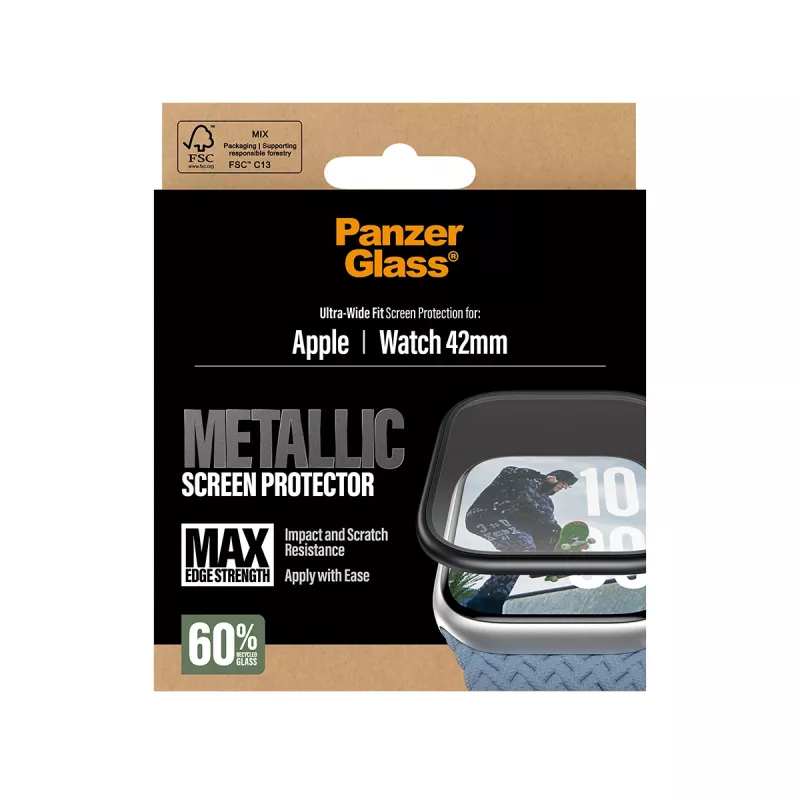 Ekrano apsauga PanzerGlass Juoda Metal Frame, skirta Apple Watch (modelis PG38147)