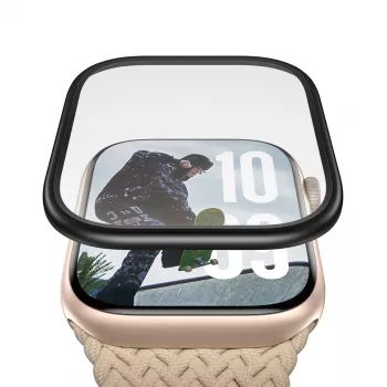 “PanzerGlass” ekrano apsauga su juodu metaliniu rėmeliu, skirta “Apple Watch”, modelis PG56329