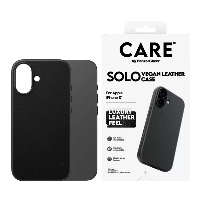 Telefono dėklas PanzerGlass CARE™ Solo dėklas juodas, skirtas Apple iPhone 17