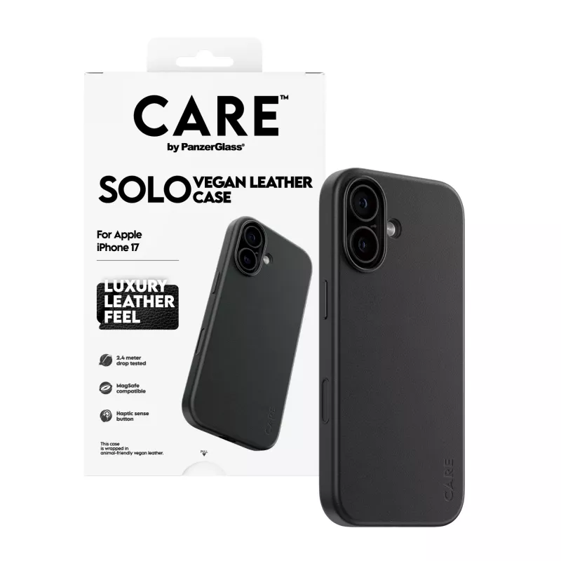 Telefono dėklas PanzerGlass CARE™ Solo dėklas juodas, skirtas Apple iPhone 17