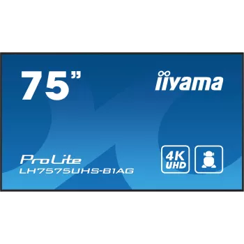 iiyama LH7575UHS-B1AG skaitmeninė iškaba Skaitmeninė reklaminė plokščia panelė 190,5 cm (75 colių) LCD Wi-Fi 500 cd/m² 4K Ultra HD Juoda Integruotas procesorius Android 11 24/7