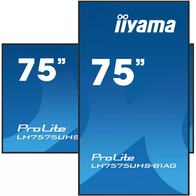 iiyama LH7575UHS-B1AG skaitmeninė iškaba Skaitmeninė reklaminė plokščia panelė 190,5 cm (75 colių) LCD Wi-Fi 500 cd/m² 4K Ultra HD Juoda Integruotas procesorius Android 11 24/7