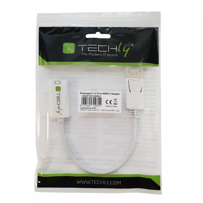 Techly DisplayPort 1.2 kištukas / HDMI lizdas adapteris 15 cm baltas IADAP DP-HDMIF2