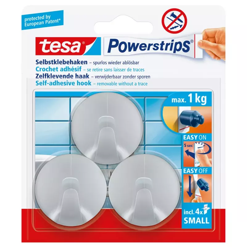 Universalūs kabliukai Tesa Powerstrips Hooks Small ROUND