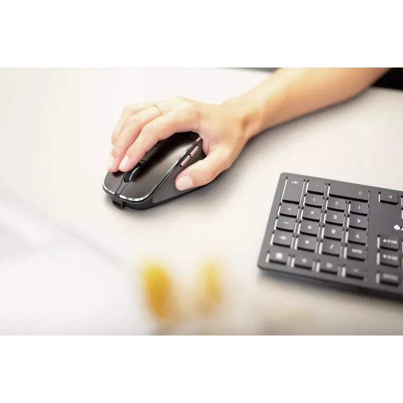 Belaidė klaviatūra Cherry DW 9500 plonas su pele — RF + Bluetooth, QWERTZ išdėstymas, žirkliniai jungikliai, 111 klavišų, juoda/pilka