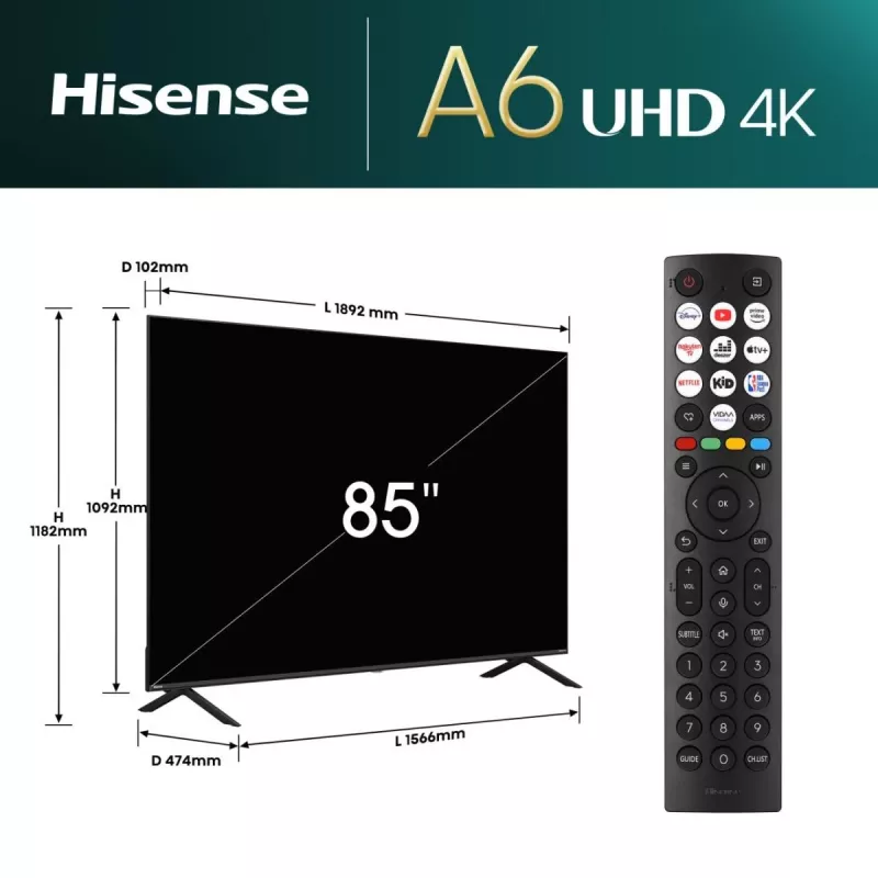Hisense UHD 4K TV 85A6N ČR