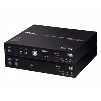 ATEN True 4K DP/HDMI optinis KVM 10 km, siųstuvas ir imtuvas, laidinis, 10000 m, 4096 x 2160 pikselių, juoda, metalas