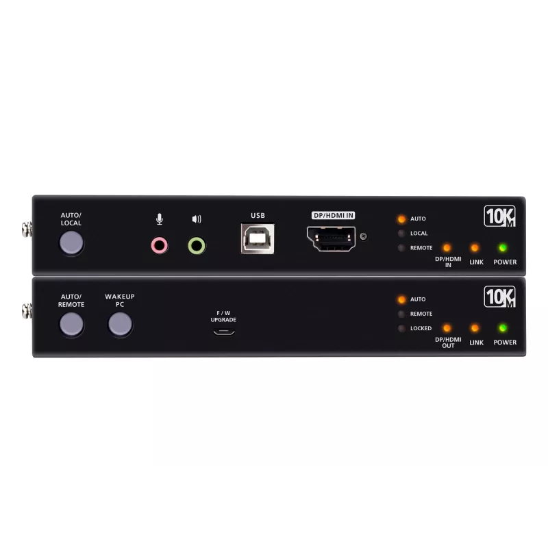 ATEN True 4K DP/HDMI optinis KVM 10 km, siųstuvas ir imtuvas, laidinis, 10000 m, 4096 x 2160 pikselių, juoda, metalas
