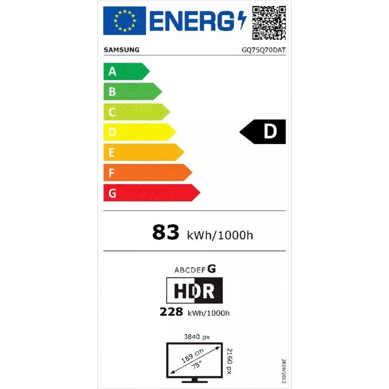 Samsung Q70D GQ75Q70DAT 190,5 cm (75 colių) 4K Ultra HD išmanusis televizorius Wi-Fi Juoda