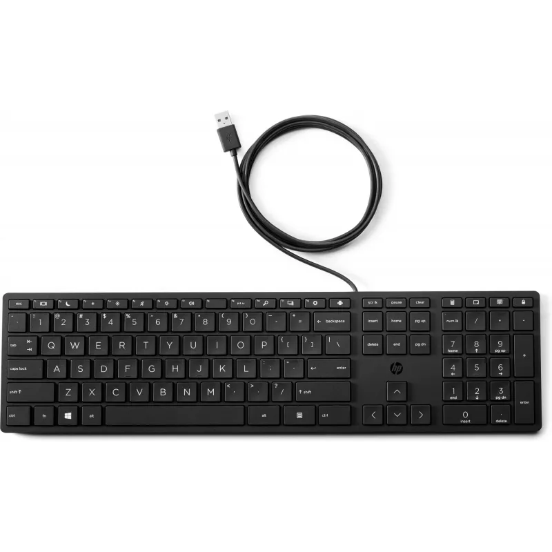 Klaviatūra HP Wired Desktop 320K — pilno dydžio USB, membraninė, juoda