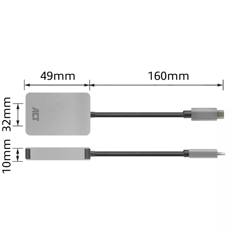 Kortelių skaitytuvas ACT AC7056 USB 3.2 Gen 1 Type-C pilkas MicroSD SD