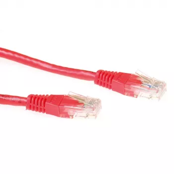 ACT raudonas 0,5 metro U/UTP CAT6 komutacinis kabelis su RJ45 jungtimis