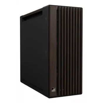 PC korpusas ASUS ProArt PA602 Wood Edition Midi Tower — juoda su medžiu, palaiko ATX/EATX, 2x200 mm priekyje, 1x140 mm gale