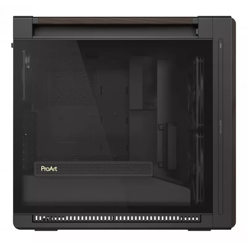 ASUS ProArt PA602 Wood Edition Modern Juoda – grūdinto stiklo skydas, midi bokštas, juoda, medis