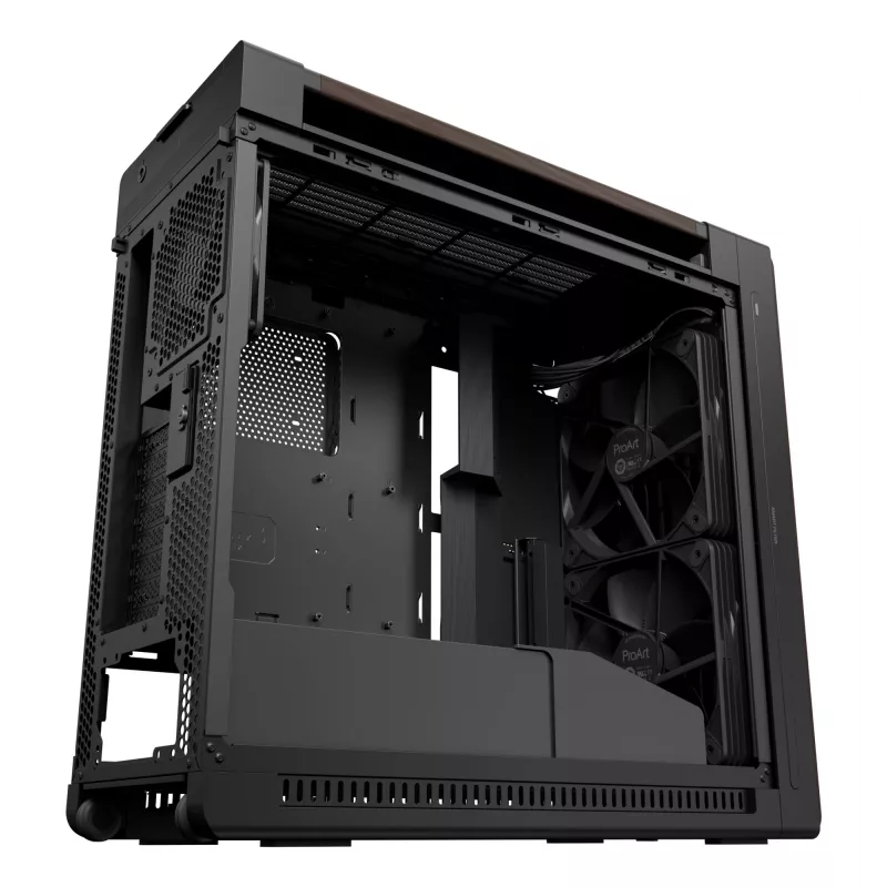 ASUS ProArt PA602 Wood Edition Modern Juoda – grūdinto stiklo skydas, midi bokštas, juoda, medis