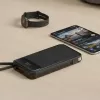 Išorinė baterija MediaRange MRMA753 10 000 mAh LiPo su integruotais kabeliais, LC ekranu, USB-C PD ir Quick Charge, juoda