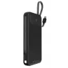 Išorinė baterija MediaRange MRMA753 10 000 mAh LiPo su integruotais kabeliais, LC ekranu, USB-C PD ir Quick Charge, juoda