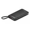 Išorinė baterija MediaRange MRMA753 10 000 mAh LiPo su integruotais kabeliais, LC ekranu, USB-C PD ir Quick Charge, juoda