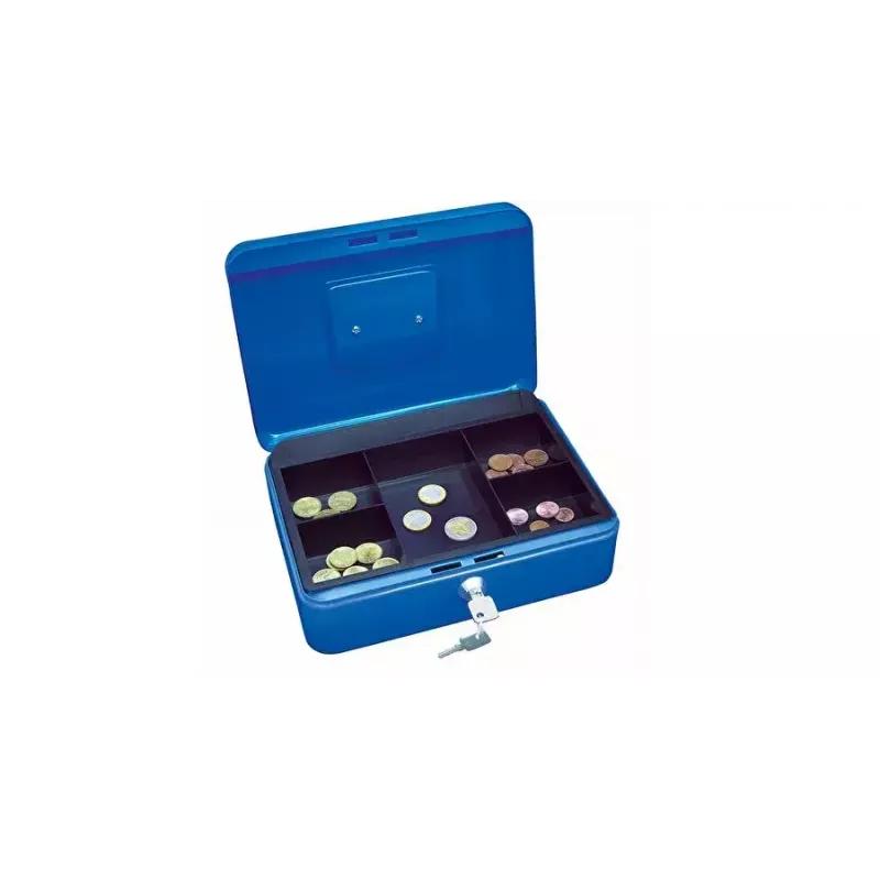 Pinigų dėžutė Wedo 145 303X mėlyna plieninė su užraktu raktu 250x180x90mm