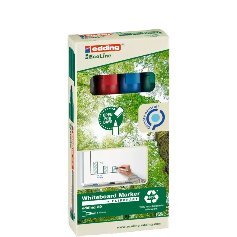 Marker Edding EcoLine 29 4 vnt. Smailusis galas Juoda Mėlyna Žalia Raudona