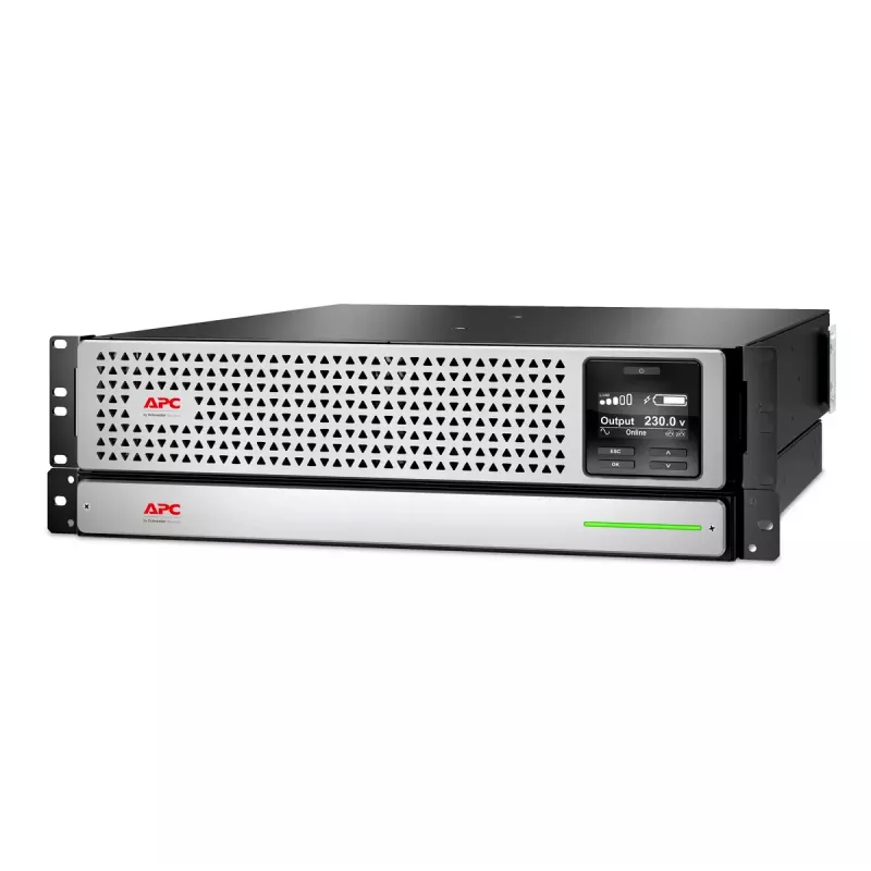 APC Smart-UPS On-Line, 1500VA, Rackmount 2U, 230V, 8x C13 IEC lizdai, tinklo plokštė, su bėgių rinkiniu, naudotas be išorinės ličio jonų baterijos