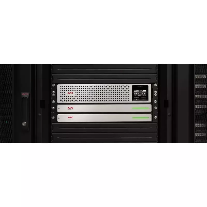 APC Smart-UPS On-Line, 1500VA, Rackmount 2U, 230V, 8x C13 IEC lizdai, tinklo plokštė, su bėgių rinkiniu, naudotas be išorinės ličio jonų baterijos