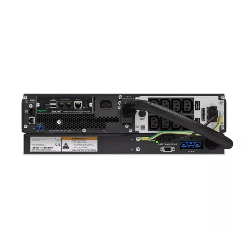 APC Smart-UPS On-Line, 1500VA, Rackmount 2U, 230V, 8x C13 IEC lizdai, tinklo plokštė, su bėgių rinkiniu, naudotas be išorinės ličio jonų baterijos