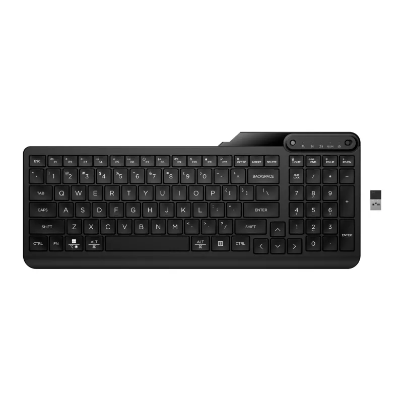 Belaidė viso dydžio klaviatūra HP 475 — dviejų režimų RF belaidė + Bluetooth, membraninė, juoda