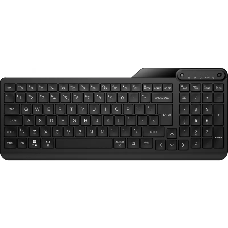 Belaidė viso dydžio klaviatūra HP 475 — dviejų režimų RF belaidė + Bluetooth, membraninė, juoda