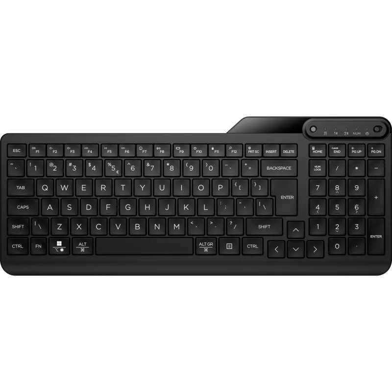Belaidė viso dydžio klaviatūra HP 475 — dviejų režimų RF belaidė + Bluetooth, membraninė, juoda