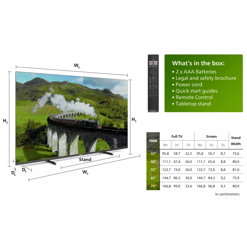 Philips 7600 serijos 75PUS7608/12 TV 190,5 cm (75 colių) 4K Ultra HD išmanusis televizorius Wi-Fi antracito, pilka