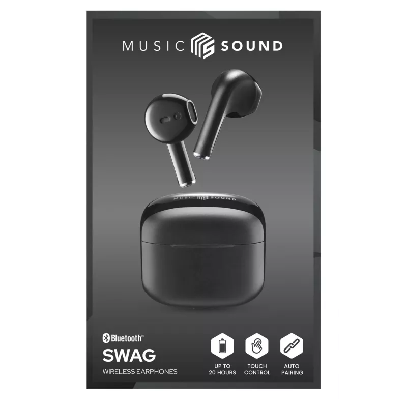 Music Sound Swag SWAG yra kapsulės formos Bluetooth ausinės, pasiekiamos daugybe ryškių, itin madingų spalvų.